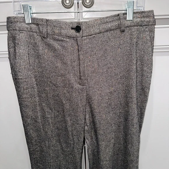 Talbots Petites gray/Brown wool Blend straight leg pants size 10P - Picture 2 of 8